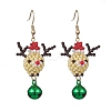 Glass Beaded Reindeer Dangle Earrings EJEW-MZ00628-1