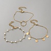 3Pcs 3 Styles Iron Link and Charm Bracelet Sets BJEW-WH0041-09-1