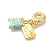 Brass Enamel European Dangle Charms KK-R002-22G-03-2