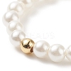 Shell Pearl & Brass Heart Beaded Stretch Rings for Women RJEW-TA00056-6