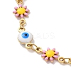 304 Stainless Steel Enamel Daisy Evil Eye Link Chain Bracelets for Women LS-BJEW-B079-03G-2
