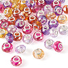 50Pcs 5 Colors Baking Paint Transparent Glass European Beads GPDL-SW0001-01-2