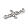 304 Stainless Steel Micro Pave Cubic Zirconia Pendants STAS-Z107-08P-09-2