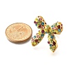 Bowknot 304 Stainless Steel Rhinestone Cuff Rings for Women RJEW-A058-01C-G-3