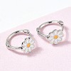 Daisy Brass Enamel Hoop Earrings for Women EJEW-G434-02P-3