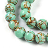Synthetic Gold Line Turquoise Beads Strands G-A255-A03-02B-3
