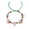 Flower Natural Natural Carnelian Braided Bracelets for Women BJEW-TA00625-01-2