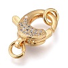 Brass Micro Pave Clear Cubic Zirconia Lobster Claw Clasps LS-ZIRC-M108-15A-G-1