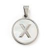 304 Stainless Steel with White Shell Pendants STAS-G268-01X-P-2