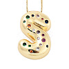 Brass Micro Pave Cubic Zirconia Letter Pendant Necklaces KK-Z069-01G-S-1
