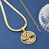 Tree of Life & Evil Eye 201 Stainless Steel Herringbone Chains Pendant Necklaces NJEW-K253-34G-3