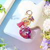 Alloy Resin Butterfly Keychains KEYC-TADJ0002-02G-Q-4