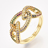 Adjustable Brass Micro Pave Cubic Zirconia Finger Rings RJEW-S044-014-1