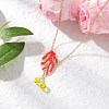 Handmade Glass Seed Beaded Leaf Shape Pendant Brass Cable Chain Necklaces for Women NJEW-MZ00127-02-1