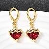 Heart Brass Glass Hoop Earrings EJEW-P333-09D-G-1