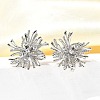 Flower Brass Micro Pave Clear Cubic Zirconia Stud Earrings EJEW-H171-01A-P-1