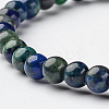 Natural Chrysocolla and Lapis Lazuli Round Bead Stretch Bracelets BJEW-L593-B04-2