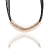 Alloy Curved Tube Pendant Black Cord Multi-strand Necklaces for Women FS-WGCA1C9-02-1