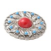 Alloy Pave Dyed Red Synthetic Turquoise Flat Round Multi-Strand Links FIND-M052-03P-NR-2