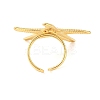 Starfish 304 Stainless Steel Cuff Rings for Women RJEW-P125-03G-4