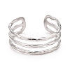 Non-Tarnish 304 Stainless Steel Triple Line Open Cuff Ring for Women X-RJEW-C025-12P-3