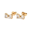 Bowknot 304 Stainless Steel Clear Cubic Zirconia Stud Earrings EJEW-G448-01G-2