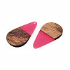 Transparent Resin & Walnut Wood Pendants RESI-N025-030-C06-3