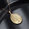 Oval Tree of Life 304 Stainless Steel Pendant Necklaces NJEW-M096-10G-2