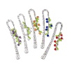 5Pcs 5 Style Mixed Natural Gemstone Bead Pendant Bookmarks with Acrylic Leaf AJEW-JK00272-S-1