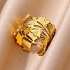 304 Stainless Steel Adjustable Open Cuff Rings for Women RJEW-U060-03E-G-1