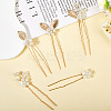 Alloy with Plastic Beads Hair Sticks for Women Girls OHAR-WH20010-08G-3