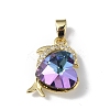 Real 18K Gold Plated Rack Plating Brass Micro Pave Clear Cubic Zirconia Pendants KK-C015-22G-12-1