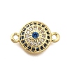 Brass Micro Pave Blue and Clear Cubic Zirconia Connector Charms KK-P336-13G-1