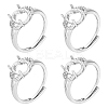 5Pcs Adjustable Brass Solitaire Ring Settings ZIRC-UN0001-19-1