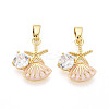 Brass Micro Pave Clear Cubic Zirconia Charms KK-N259-09A-G-1