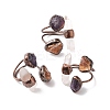 Natural Amethyst & Quartz Crystal Irregular Nugget Open Cuff Ring RJEW-I082-07R-02-1