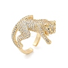 Brass Micro Pave Clear Cubic Zirconia Cuff Rings for Women Men RJEW-Z080-01G-4