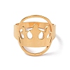 Ion Plating(IP) 201 Stainless Steel Oval with Crown Finger Ring RJEW-J051-42G-2