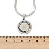201 Stainless Steel Flat Round Pendant Flat Snake Chain Necklaces for Men NJEW-S387-04P-5