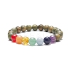 5Pcs 5 Style Natural Wood & Mixed Gemstone Round Beaded Stretch Bracelets Set BJEW-JB08815-4