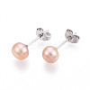 Pearl Ball Stud Earrings EJEW-Q701-01A-01-3