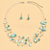 Bohemian Style Alloy & Shell Nuggets Beaded Multilayer Necklaces & Dangle Earrings Sets FS-WG9A8A7-05-1