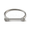 304 Stainless Steel D Shape Bar Screw Bangle with Cubic Zirconia STAS-E057-01P-2