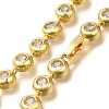 Rack Plating Brass Clear Cubic Zirconia Flat Round Link Chain Necklaces NJEW-Q345-05G-2