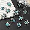 12Pcs 12 Styles Alloy Rhinestone & Resin Imitation Turquoise Snap Buttons BUTT-CJ0001-04-6