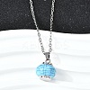 Synthetic Turquoise Rondelle Pendant Urn Ashes Necklaces NJEW-K393-01P-1