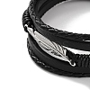 Men's Braided Black PU Leather Cord Multi-Strand Bracelets BJEW-K243-21P-2