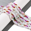 Printing Glass Oval Beads for Necklaces Bracelets Making GLAA-B020-01A-12-2