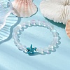 Beach Starfish Dyed Synthetic Turquoise Bead Bracelets BJEW-JB10252-02-4