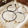 Adjustable Stainless Steel Religion Cross Heart Charm Friendship Braided Cord Bracelet Sets OA0130-1-1